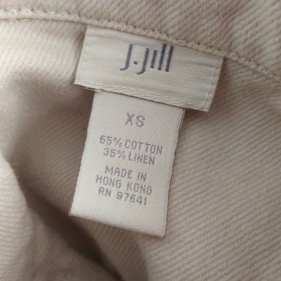 J.Jill Button Denim Jacket XS Beige Off-white Linen & Cotton Preppy - Picture 6 of 10